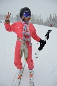 I chase this pink retro-wearing ski bunny down several slopes.