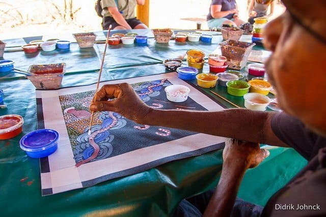 Aboriginal dot paintings.