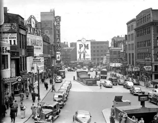 Scollay Square in 1942, twenty years before its demolition. Photos from walktothesea.com