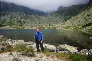 The author at one of the many plesos, or lakes, on the hike in the High Tatras.