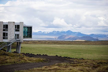 Panoramic view from an Iceland hotel room.