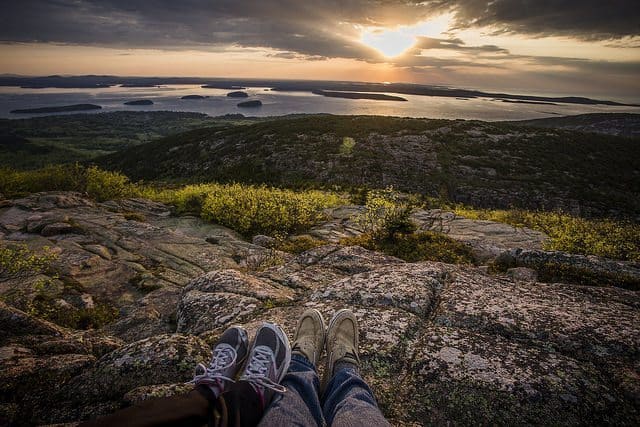 Watching the sunrise atop Cadillac Mountain, together.