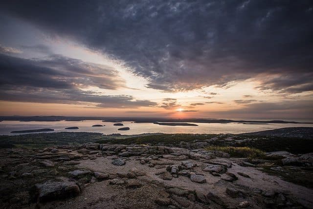 The first point on the East Coast to see the sunrise: Cadillac Mountain.
