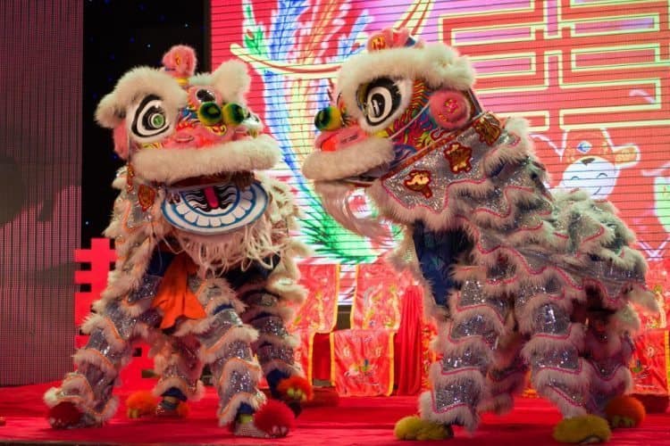 Westerners at a Chinese Wedding: Inner Mongolia 6 Lions Dancing. Photo by James Pope.
