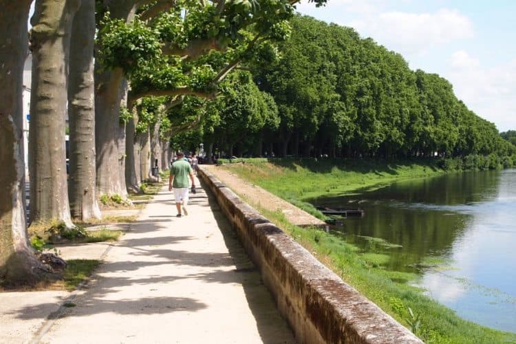 Chinon by the Vienne river. This small town stands below a well preserved Middle Ages fortress high on a bluff, and is considered one of the most beautiful towns in the Loire Valley.