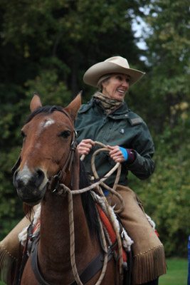 Cowgirl in Montana at Mountain Sky Ranch