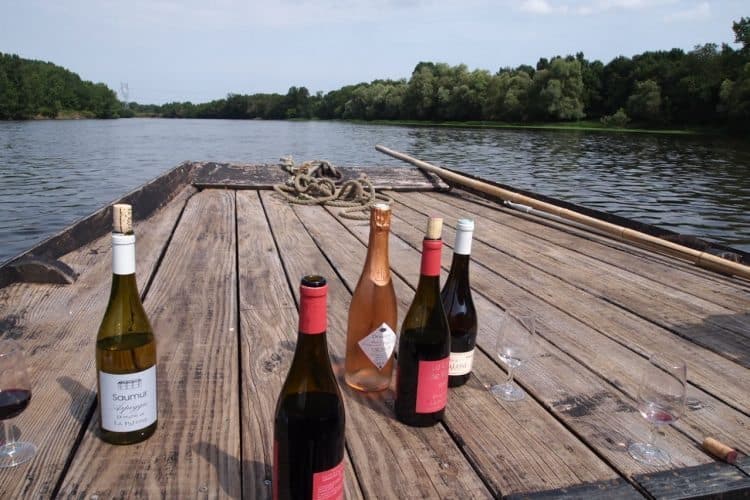 A traditional boat called a Toue in Montsoreau to taste the wines of Domaine de la Paleine