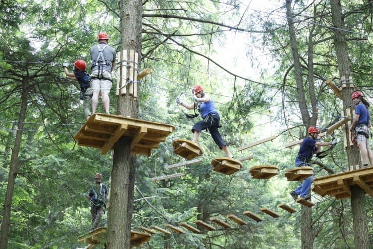 The self-guided course has 15 different types of rope courses.