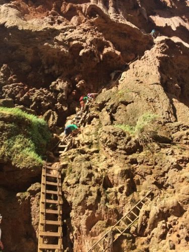 Adrenaline climb down chains and ladders at Mooney Falls!