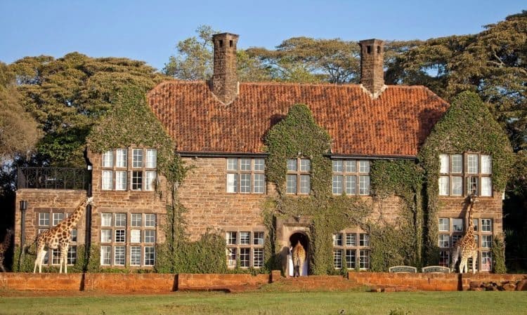 The Giraffe manor on 12 acres in a forest in Nairobi, Kenya.