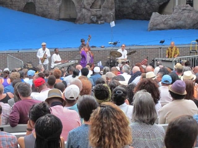 Free summer jazz concert, Marcus Garvey Park, Harlem.