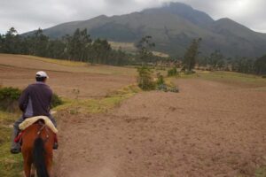 Riding in Otavalo, Ecuador Riding toward a volcano in Otavalo, Ecuador. Photos by Max Hartshorne.