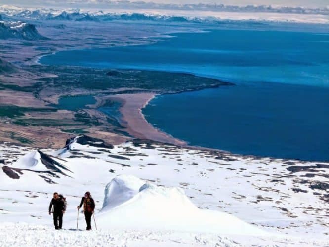 Hikers climb Snaefellsjokull Glacier. Jackie Sheckler Finch Photos.