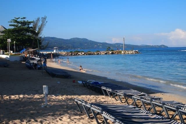 The beach at Jake's Hotel, on the island's south coast.