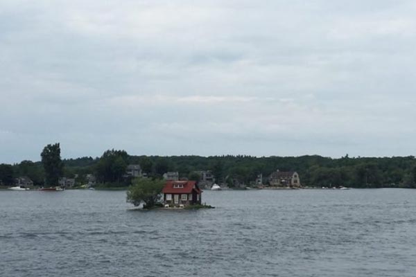 One of the small islands on the Thousand Islands during our Uncle Sam Boat Tour.