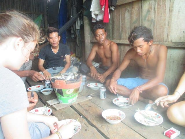 Eating with locals on the island.