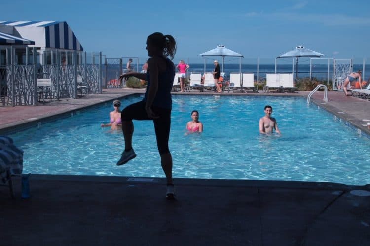  Activities like Aqua Zumba and yoga keep guests happy and fit. Mary Gilman photo.