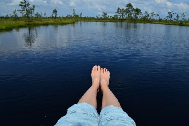 Estonia: Wandering through Soomaa National Park 6 The author’s toes on the verge of a bath in the bog.