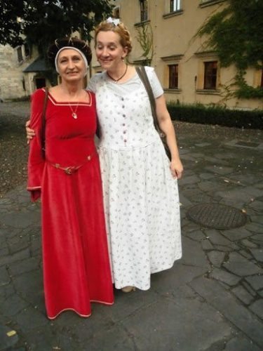 Ladies in Medieval Costume in Wroclaw.