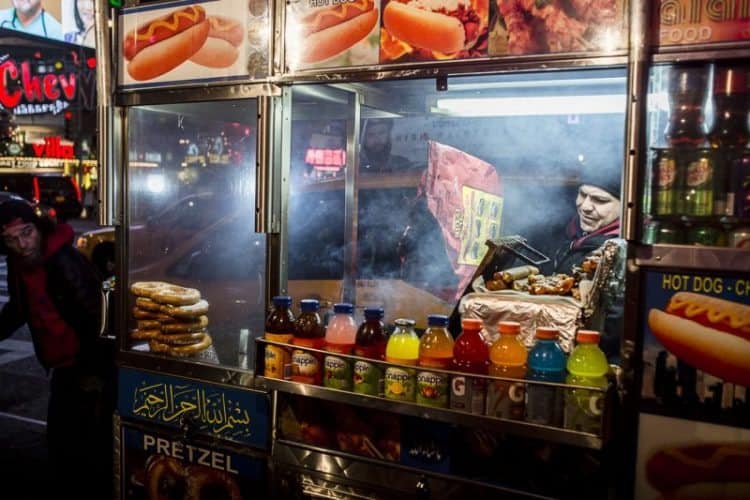 A street vendor in downtown NYC.