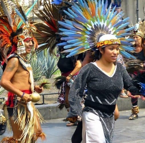Visiting Mexico City: Aztec Dancers on the Zócalo, the huge city square. Jeanne Block Photos.