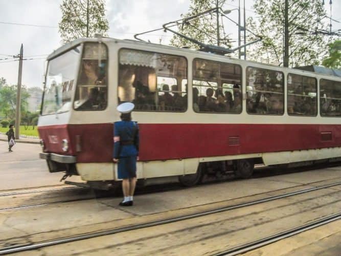 Traveling around the cities of North Korea.