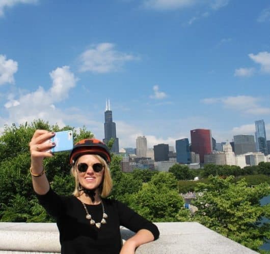 Stopping for a selfie on one of the city's Absolutely Chicago Segway Tours. Susan McKee photos.