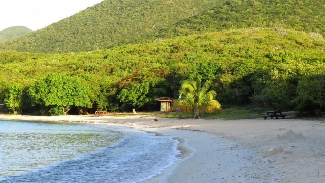 The relaxing and secluded Saltpond Bay. 