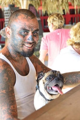 Dogs and Tattoos are welcome at the RoJo Beach Bar. The lobster pizza and conch fritters are worth the bumpy bike ride from San Pedro.