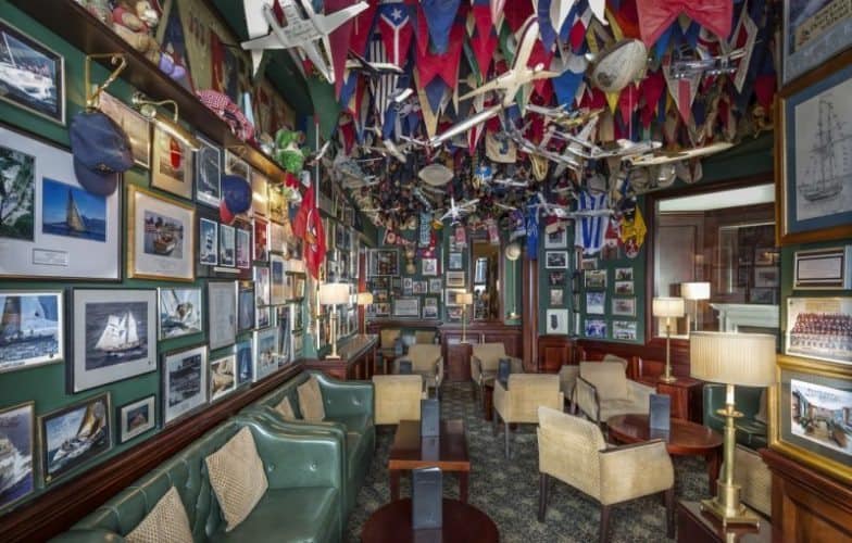 The vibrantly decorated American Bar at the Stafford.