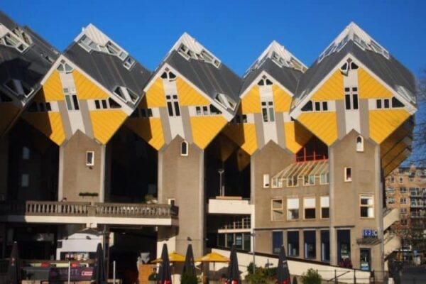 The Cube Houses are famous in Rotterdam, built in the 1970s designed to resemble trees. Max Hartshorne photos.