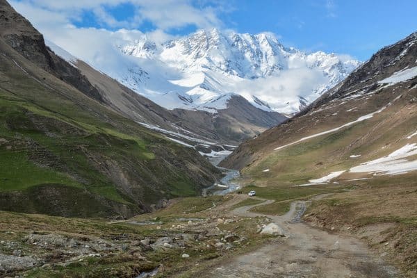 Mount Shkara, the region's highest peak. 