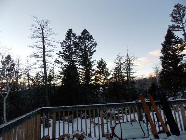 Split boards used to traverse the snow to the yurt.