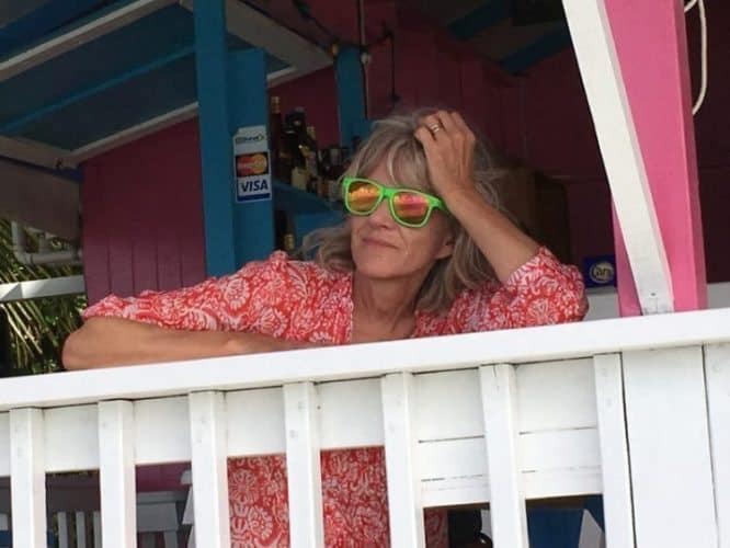 At lunch at a beach shack in Hillsborough.