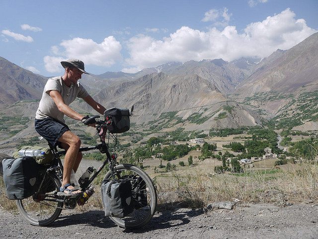 Stephen on his bicycle in North America. Photos by Stephen Fabes.