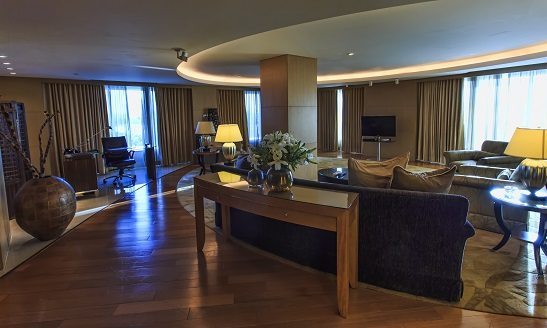 Seating area of presidential suite at the Hyatt Regency, Mumbai. 