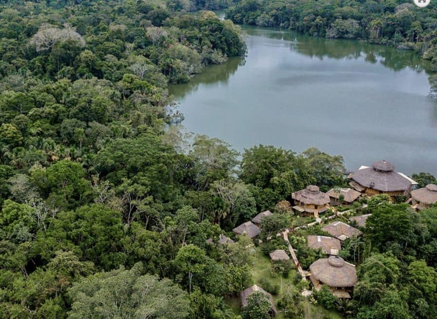 Aerial view of La Selva Jungle Lodge in Ecuador. lodge photo.