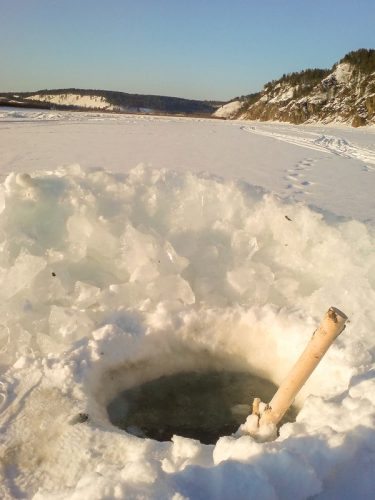 ice fishing hole