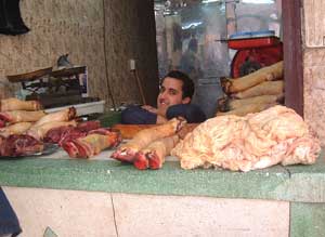 A meat vendor in Marrakech