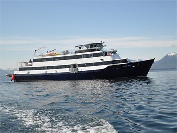 The small ship, Island Spirit, just 128 feet long.