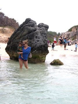 The soft pink sand of Bermuda was a joy for lilttle Sofie, age 1. 