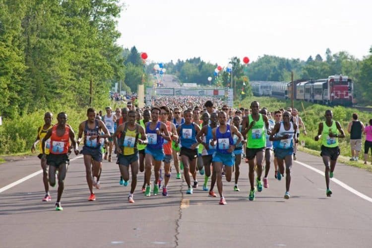 The start of Grandma's Marathon, an annual event in Duluth, Minnesota.