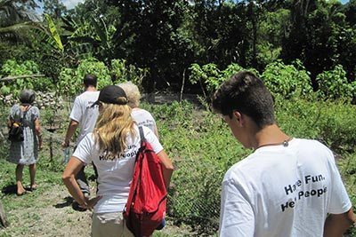 walking to village