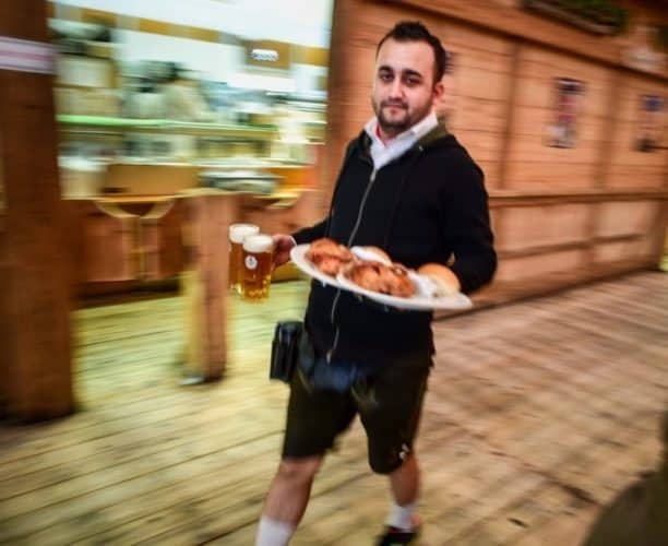 Busy waiter in the Schwabenbrau beer tent