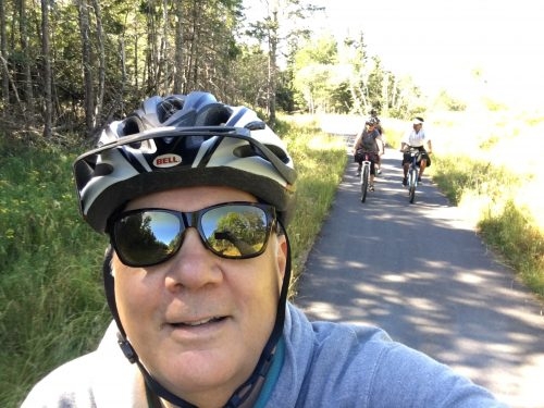 Enjoying the St Andrews-Van Horne bike trail, new this year in St Andrews.