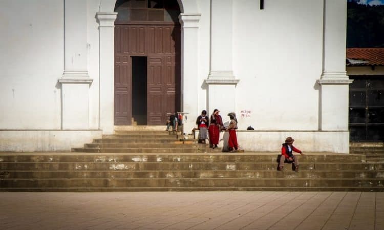 The Central Square and Cathedral steps of Nebaj. 