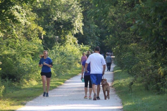 Many start their walk or ride at the Ashland Mill road entrance