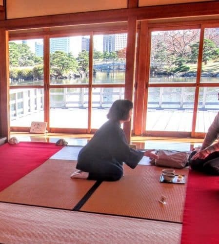 Japanese tea service in Hama Rikya Garden, Tokyo. Elizabeth von Pier photos.