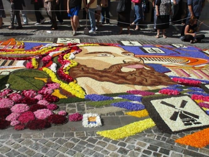 Jesus is created in flower petals at the annual Infiorata celebration in Spello, Italy. Marianna Morè photos.