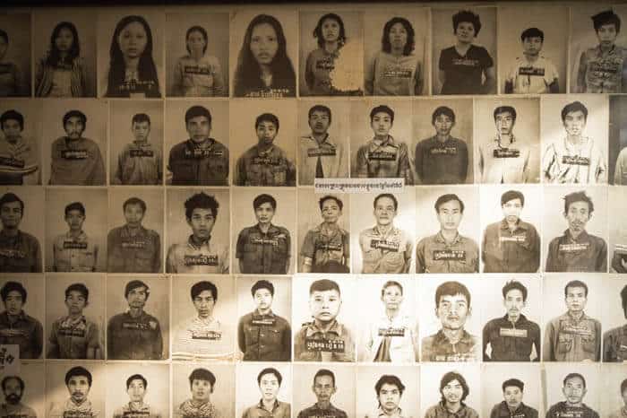 A ray of light comes into a former classroom that was turned into a prison cell at S-21 in Cambodia.